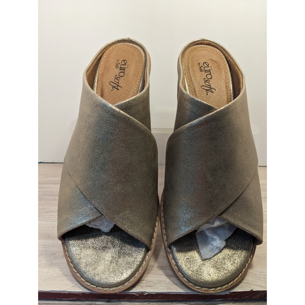 EuroSoft Metallic Gold Crossover Sandal - Women - 8.5